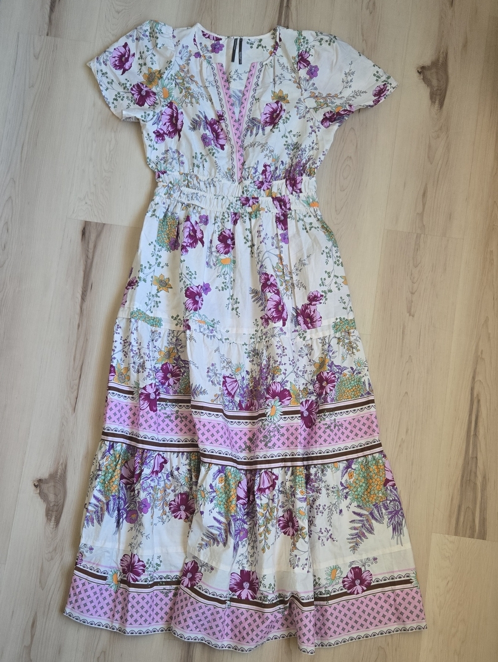 Anthropologie The Somerset Maxi Dress, Charming Floral Border Print, Size Medium